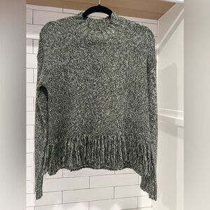 Rebecca Minkoff Neala Boho Fringe Sweater. Size XS. Olive Green. EUC.
